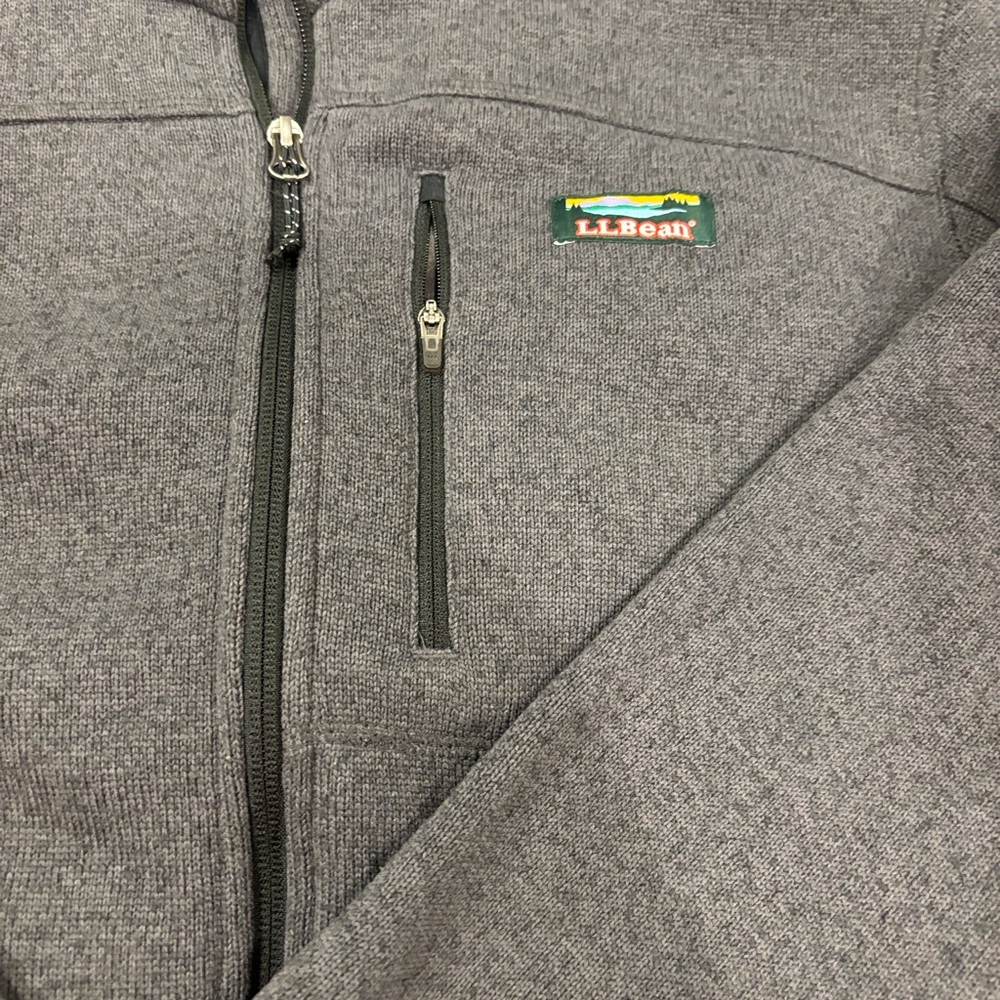 L.L. Bean Men's Charcoal Sweater Fleece Full Zip Jacket - Picture 7 of 8